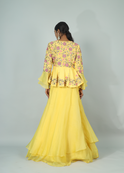 Yellow Peplum with Organza Skirt