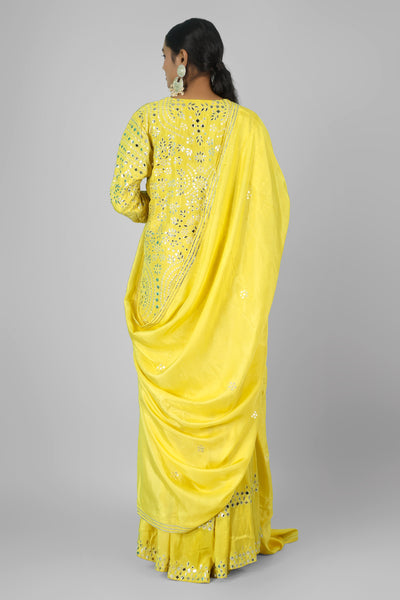 Yellow Sharara with Applique Work
