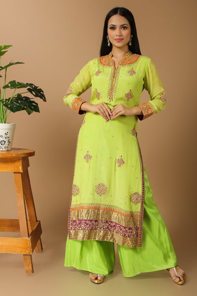 Lime Green Suit with Gota Patti