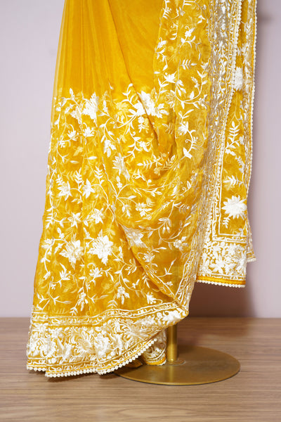 Yellow Parsi Saree