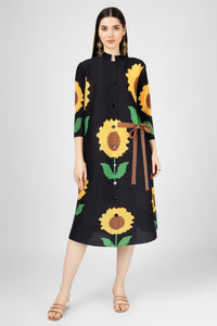 Black sunflower dress