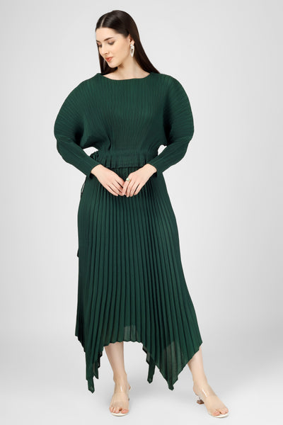 Green asymmetrical dress