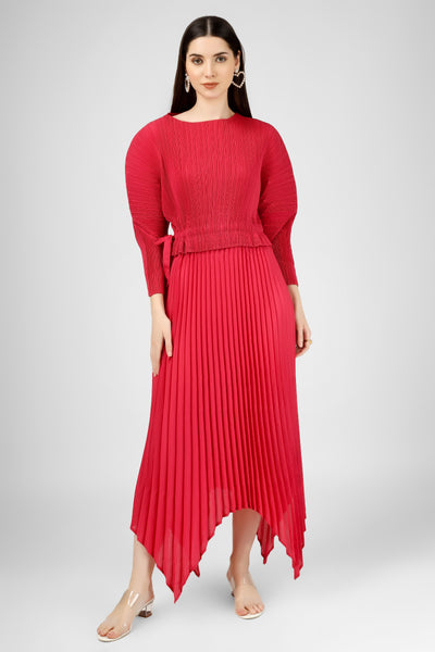 Crimson asymmetrical dress