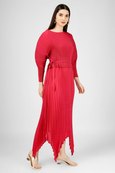 Crimson asymmetrical dress