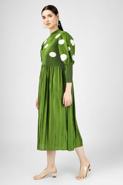 Green polka dress