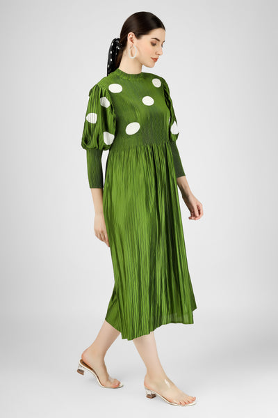 Green polka dress