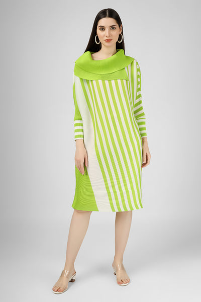 Neon green striped dress