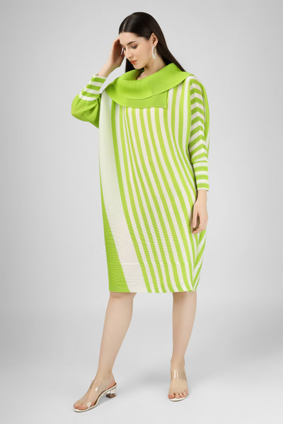 Neon green striped dress