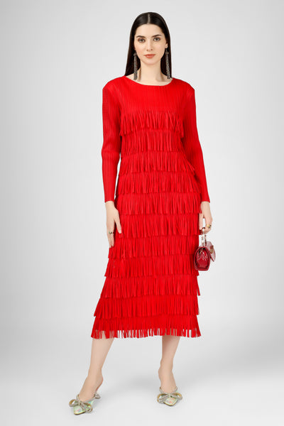 Crimson fringe dress