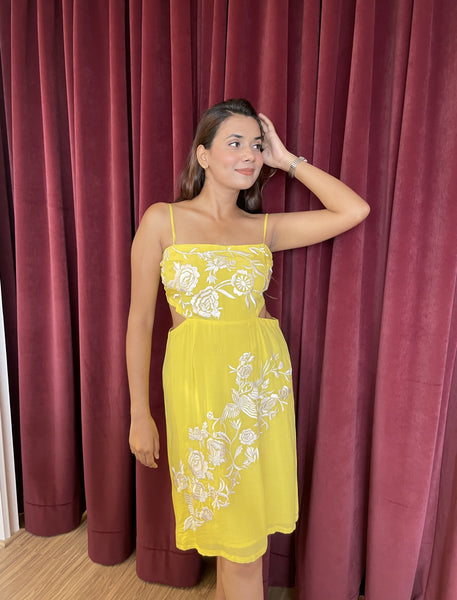 Yellow Parsi Cut-Out Dress