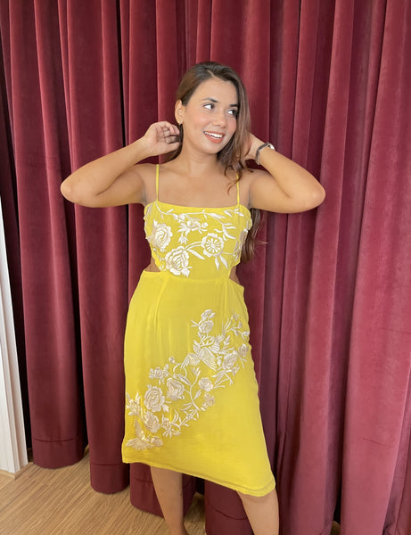 Yellow Parsi Cut-Out Dress