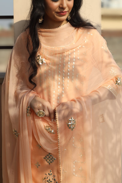 The Nargis Gota Patti Suit - Peach