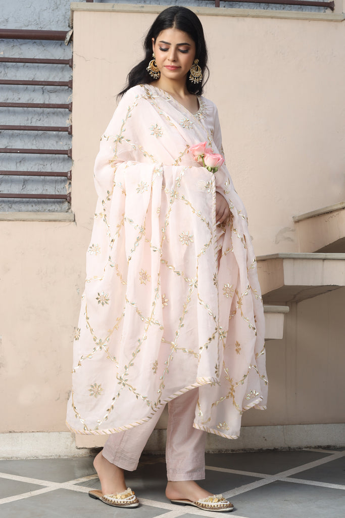 White Gota Patti Suit With Designer Wine Dupatta|Shop Bandhej Gota Patti  Salwar Suit Online|Jhakhas