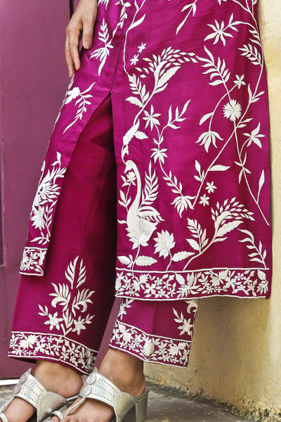 Wine Gara Kurta Set