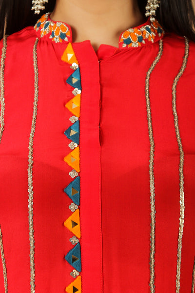Red Kaftan with Ombre Skirt
