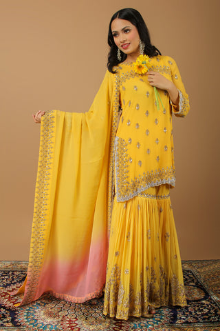 Yellow Sharara Set with Gota Patti