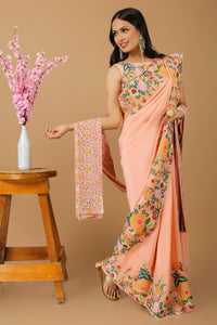 Pastel Pink Saree with Stole